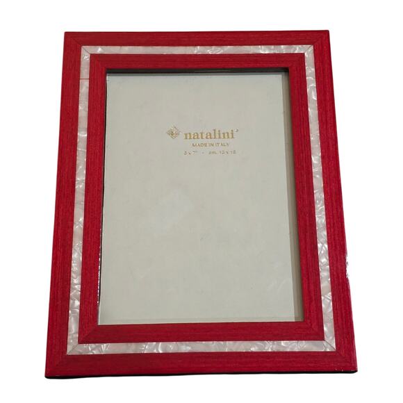 Natalini Red White Pearl of Inlay Picture Frame 5" x 7" NEW - Picture 1 of 3